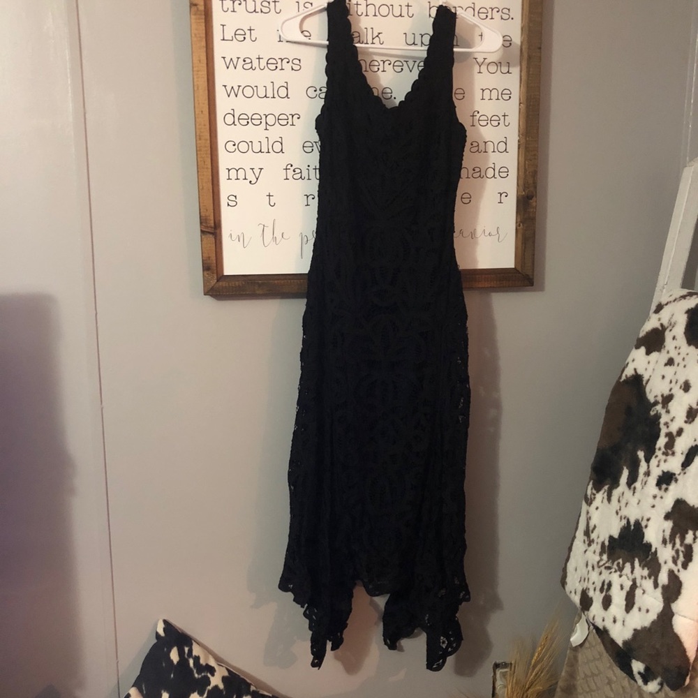 Caché little black lace dress